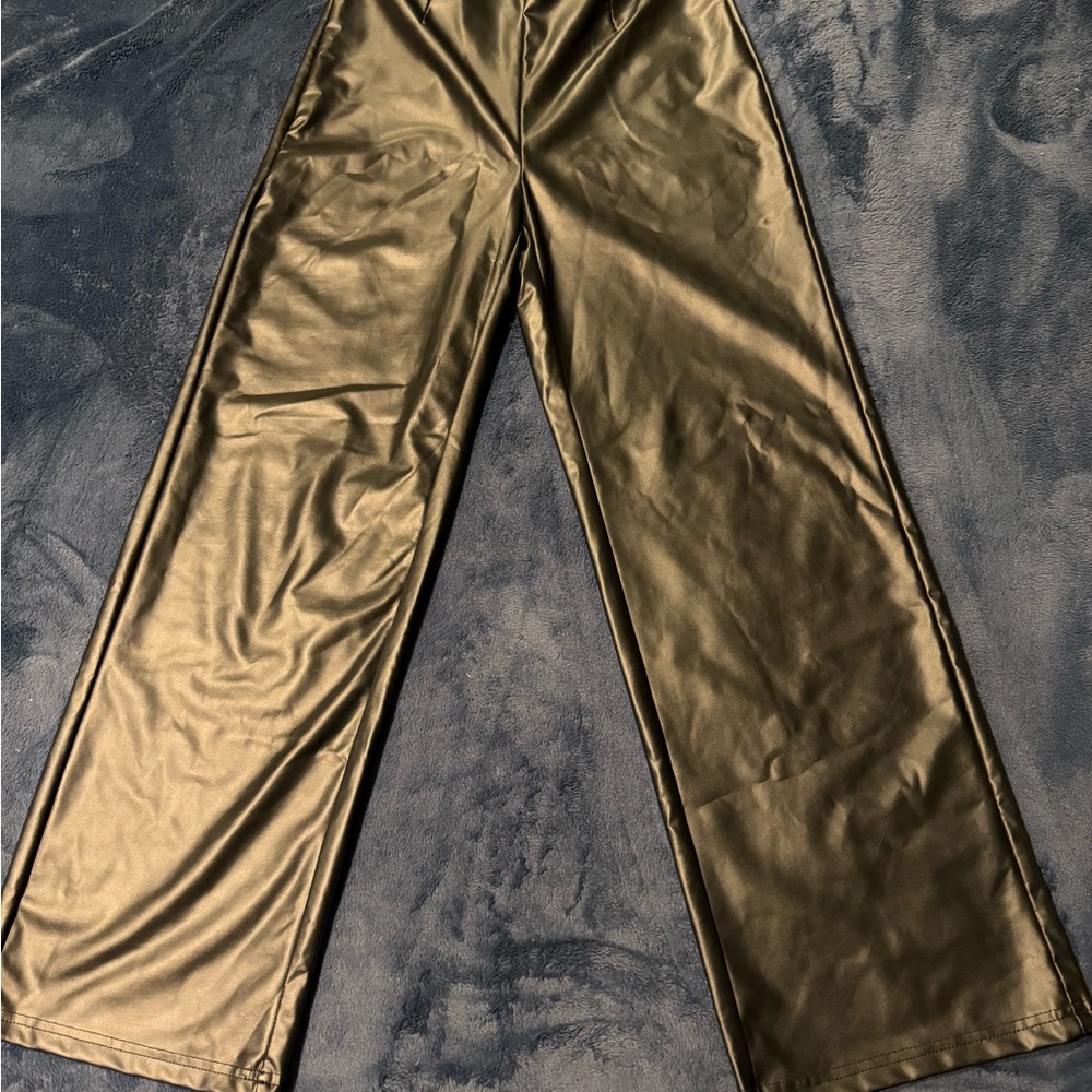 SHEIN black Straight Leg pleather Pants